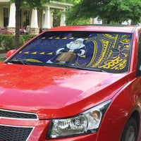 Tokelau Christmas Auto Sun Shade Santa With Tuluma Xmas Tribal Waves - Polynesian Pride