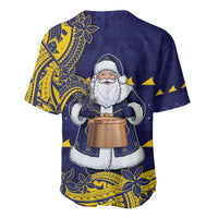Tokelau Christmas Baseball Jersey Santa With Tuluma Xmas Tribal Waves - Polynesian Pride