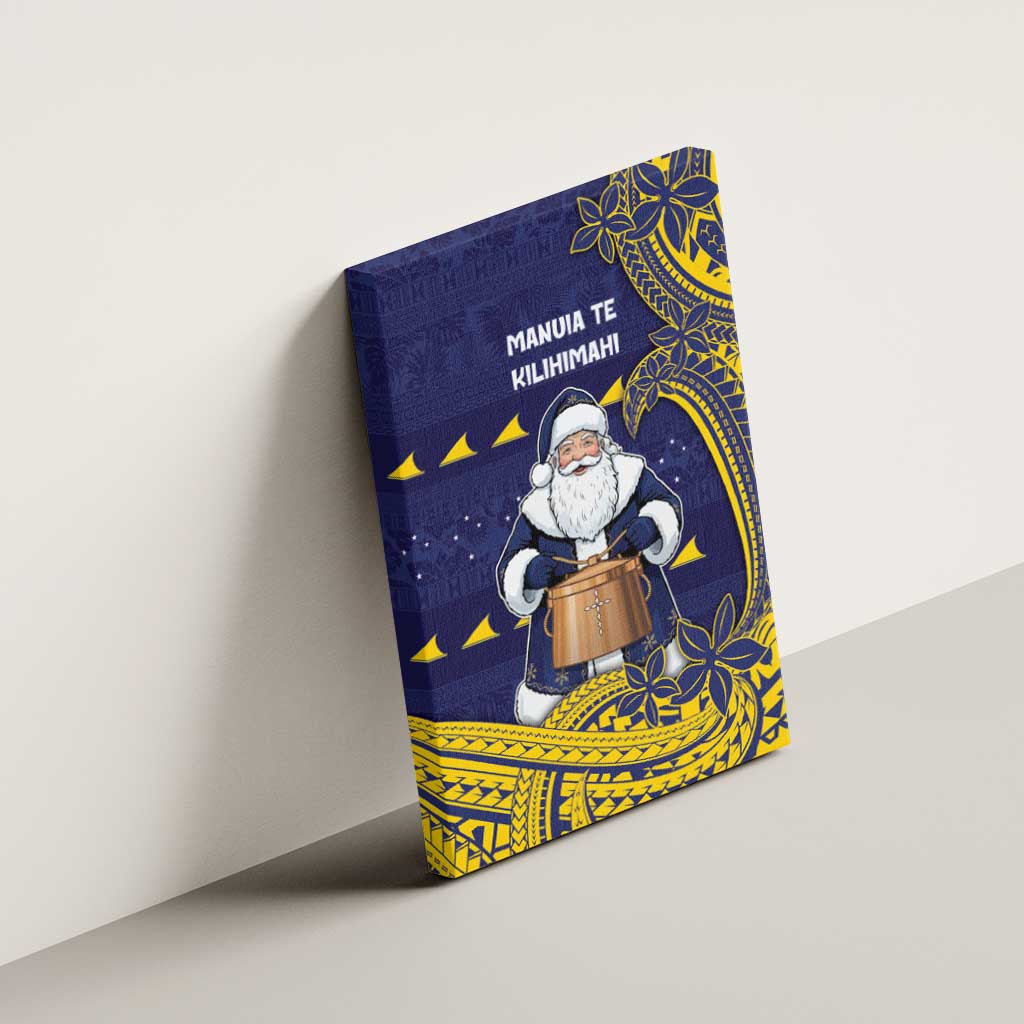 Tokelau Christmas Canvas Wall Art Santa With Tuluma Xmas Tribal Waves - Polynesian Pride