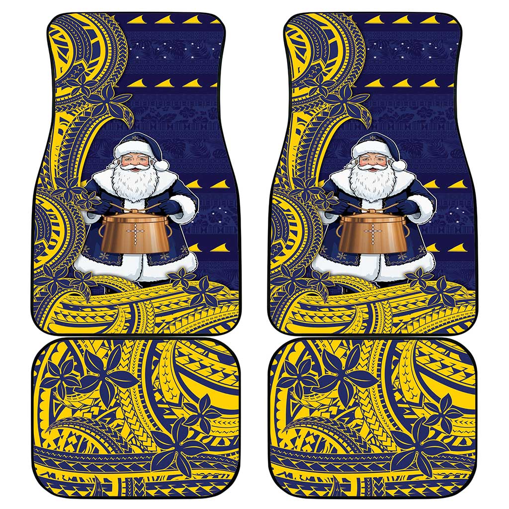 Tokelau Christmas Car Mats Santa With Tuluma Xmas Tribal Waves - Polynesian Pride