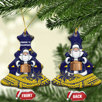 Tokelau Christmas Ceramic Ornament Santa With Tuluma Xmas Tribal Waves - Polynesian Pride