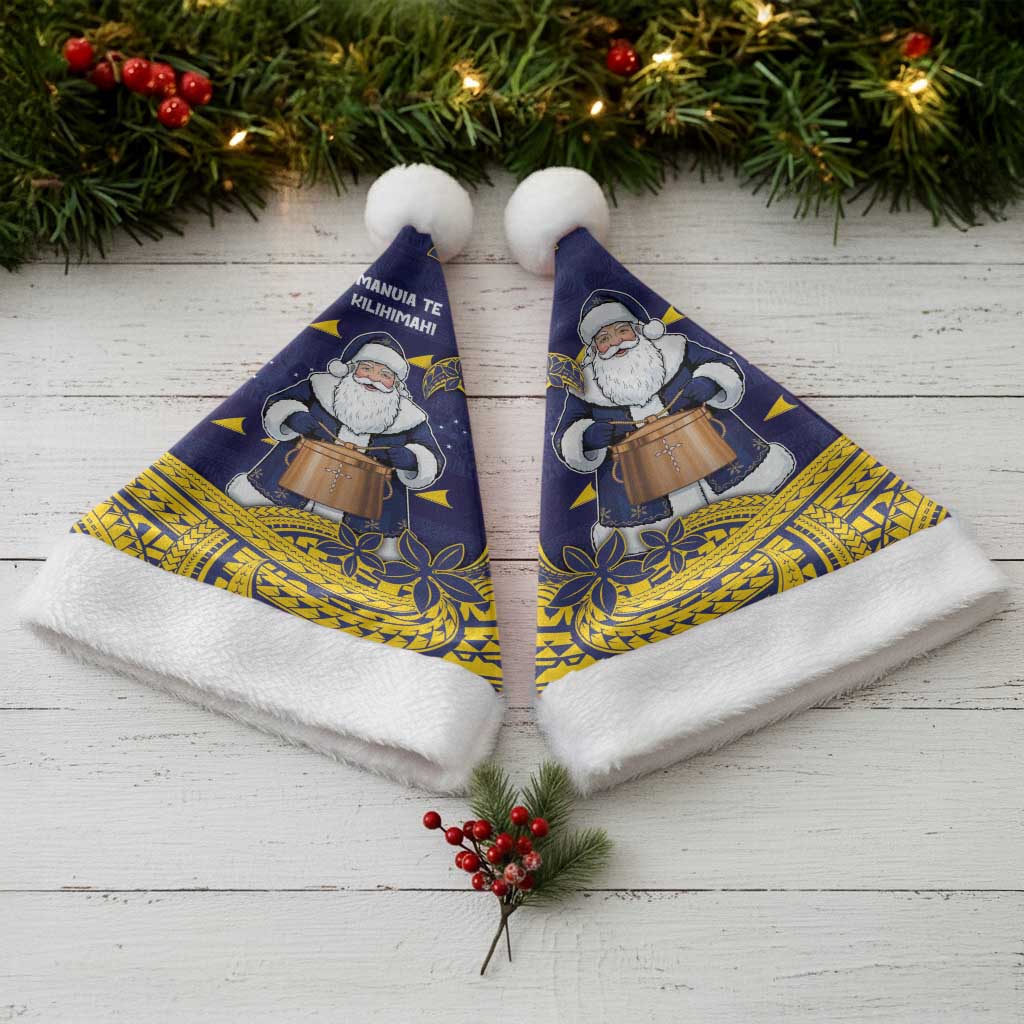 Tokelau Christmas Santa Hat Santa With Tuluma Xmas Tribal Waves - Polynesian Pride