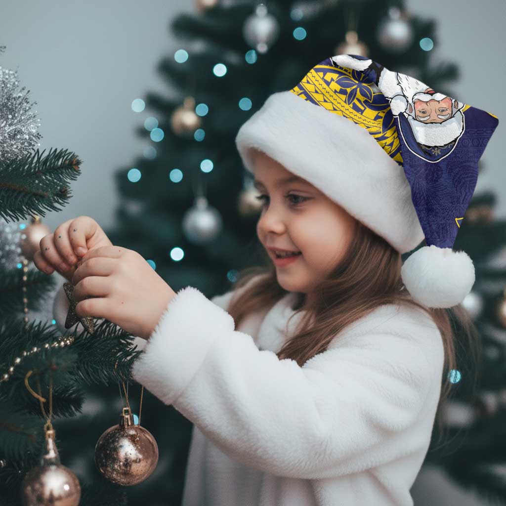 Tokelau Christmas Santa Hat Santa With Tuluma Xmas Tribal Waves - Polynesian Pride