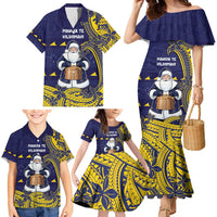 Tokelau Christmas Family Matching Mermaid Dress and Hawaiian Shirt Santa With Tuluma Xmas Tribal Waves - Polynesian Pride