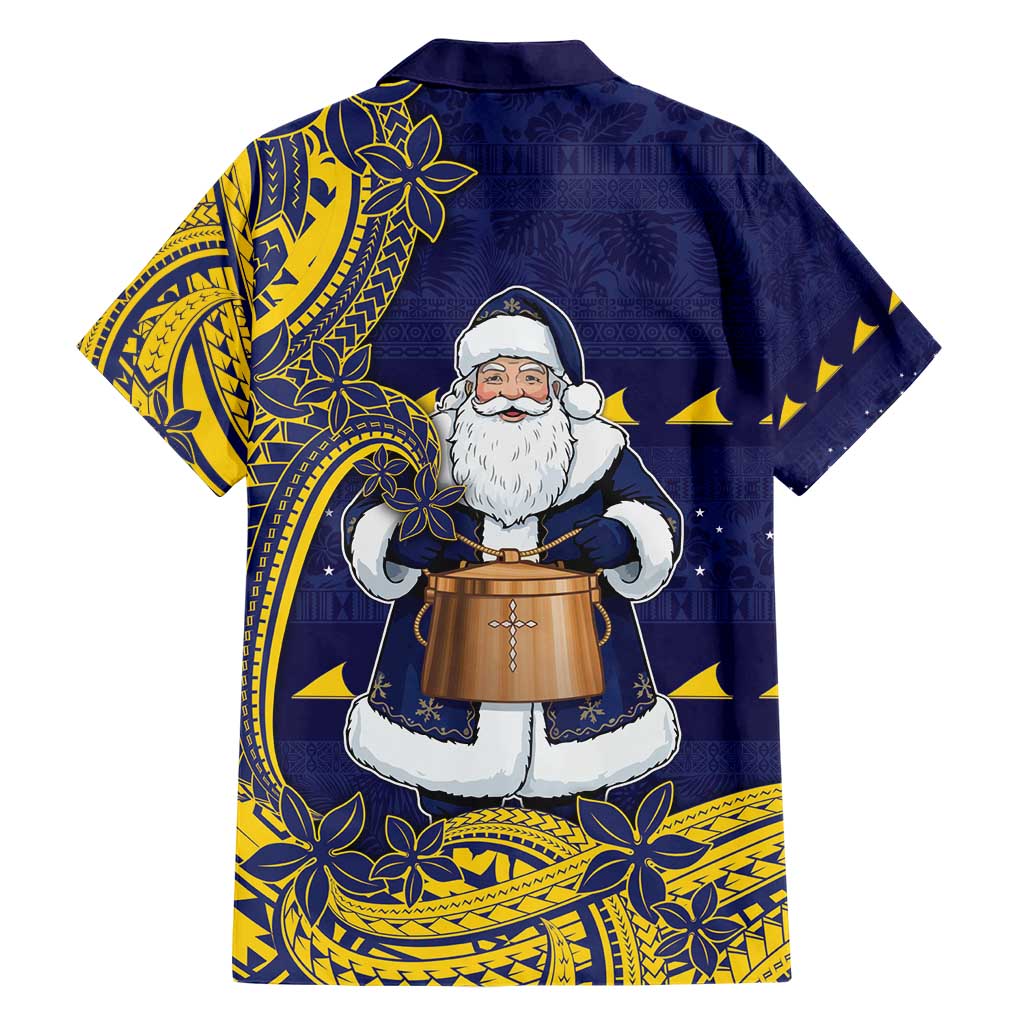 Tokelau Christmas Family Matching Short Sleeve Bodycon Dress and Hawaiian Shirt Santa With Tuluma Xmas Tribal Waves - Polynesian Pride