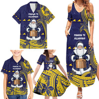 Tokelau Christmas Family Matching Summer Maxi Dress and Hawaiian Shirt Santa With Tuluma Xmas Tribal Waves - Polynesian Pride