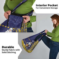 Tokelau Christmas Grocery Bag Santa With Tuluma Xmas Tribal Waves - Polynesian Pride