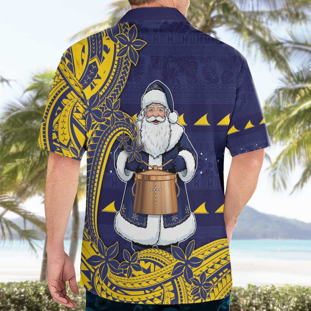 Tokelau Christmas Hawaiian Shirt Santa With Tuluma Xmas Tribal Waves - Polynesian Pride