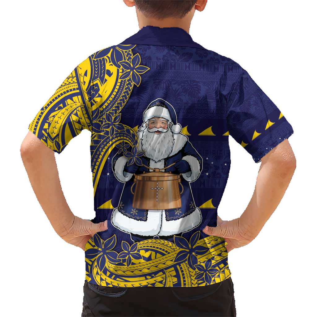 Tokelau Christmas Hawaiian Shirt Santa With Tuluma Xmas Tribal Waves - Polynesian Pride