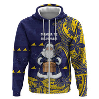 Tokelau Christmas Hoodie Santa With Tuluma Xmas Tribal Waves - Polynesian Pride