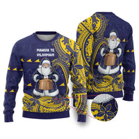 Tokelau Christmas Ugly Christmas Sweater Santa With Tuluma Xmas Tribal Waves - Polynesian Pride