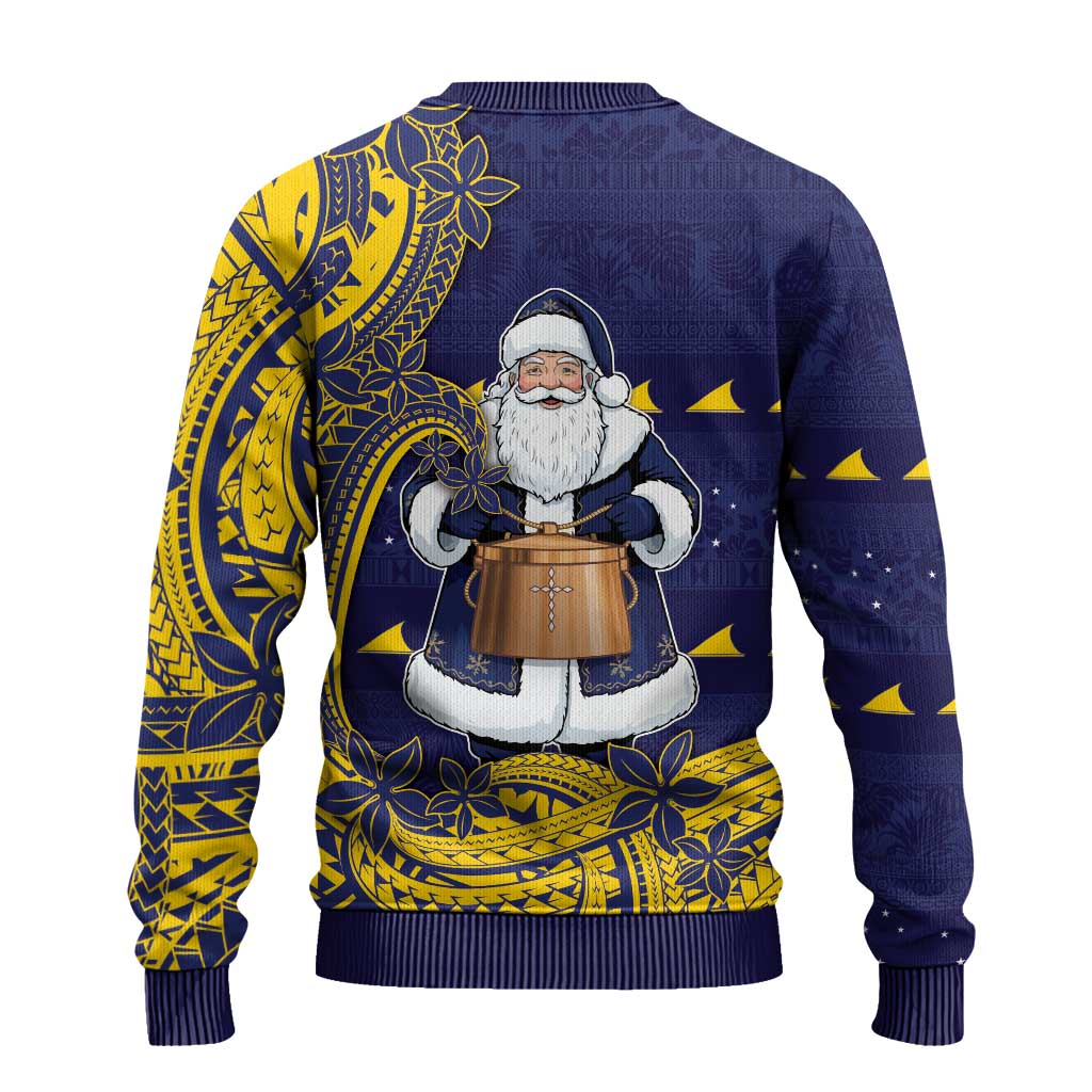 Tokelau Christmas Ugly Christmas Sweater Santa With Tuluma Xmas Tribal Waves - Polynesian Pride
