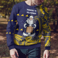Tokelau Christmas Ugly Christmas Sweater Santa With Tuluma Xmas Tribal Waves - Polynesian Pride