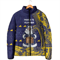 Tokelau Christmas Padded Jacket Santa With Tuluma Xmas Tribal Waves - Polynesian Pride