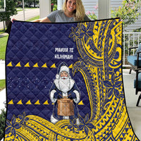 Tokelau Christmas Quilt Santa With Tuluma Xmas Tribal Waves - Polynesian Pride