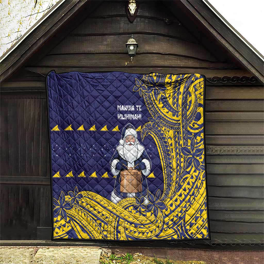 Tokelau Christmas Quilt Santa With Tuluma Xmas Tribal Waves - Polynesian Pride