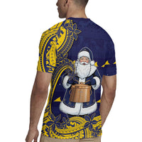 Tokelau Christmas Rugby Jersey Santa With Tuluma Xmas Tribal Waves - Polynesian Pride
