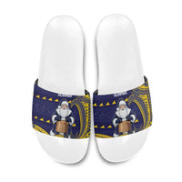 Tokelau Christmas Slide Sandals Santa With Tuluma Xmas Tribal Waves - Polynesian Pride