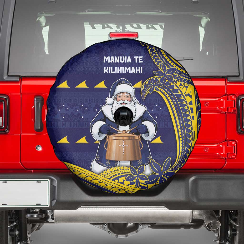 Tokelau Christmas Spare Tire Cover Santa With Tuluma Xmas Tribal Waves - Polynesian Pride