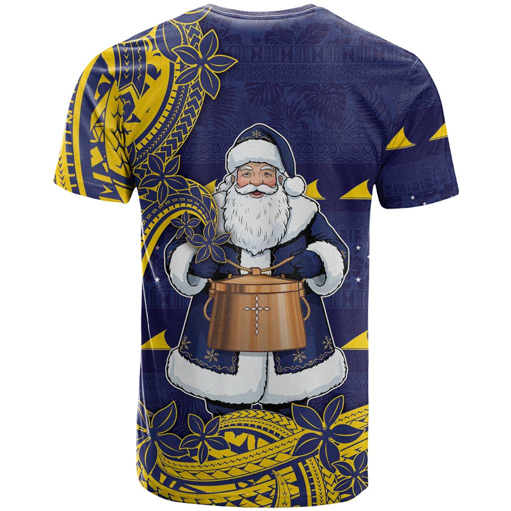 Tokelau Christmas T Shirt Santa With Tuluma Xmas Tribal Waves - Polynesian Pride