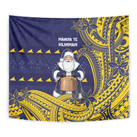 Tokelau Christmas Tapestry Santa With Tuluma Xmas Tribal Waves - Polynesian Pride