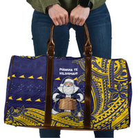 Tokelau Christmas Travel Bag Santa With Tuluma Xmas Tribal Waves - Polynesian Pride