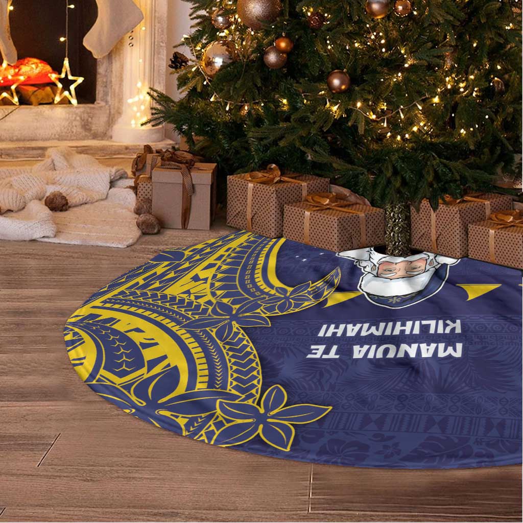 Tokelau Christmas Tree Skirt Santa With Tuluma Xmas Tribal Waves - Polynesian Pride