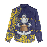 Tokelau Christmas Women Casual Shirt Santa With Tuluma Xmas Tribal Waves - Polynesian Pride
