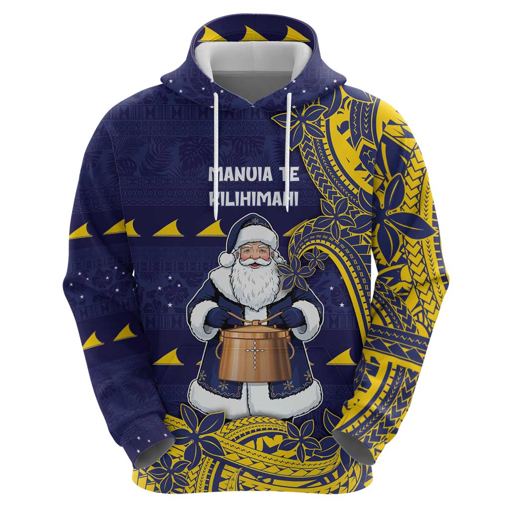 Tokelau Christmas Zip Hoodie Santa With Tuluma Xmas Tribal Waves - Polynesian Pride