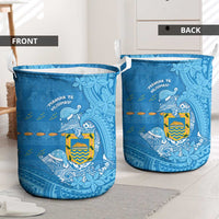 Tuvalu Christmas Laundry Basket Dolphins Santa Xmas Tribal Waves - Polynesian Pride