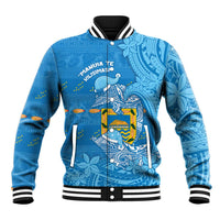 Tuvalu Christmas Baseball Jacket Dolphins Santa Xmas Tribal Waves - Polynesian Pride