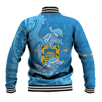 Tuvalu Christmas Baseball Jacket Dolphins Santa Xmas Tribal Waves - Polynesian Pride