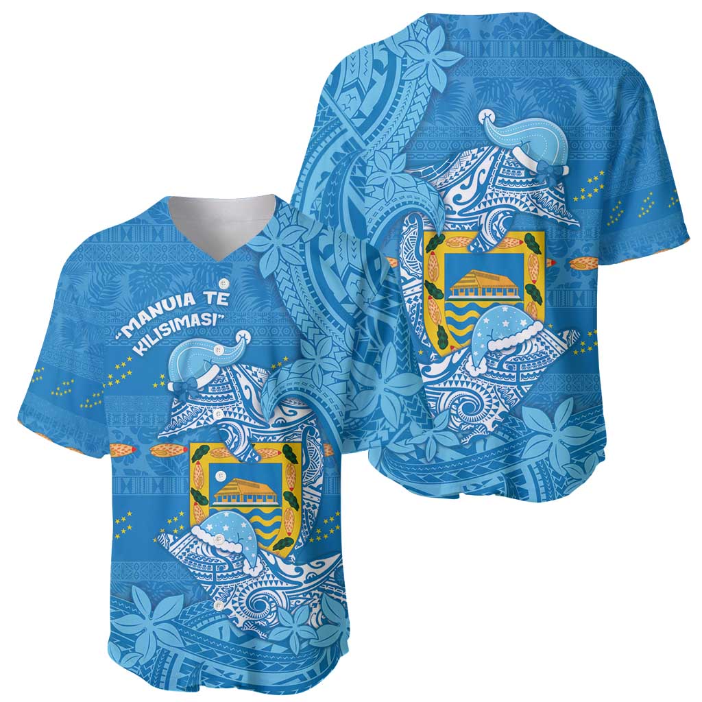 Tuvalu Christmas Baseball Jersey Dolphins Santa Xmas Tribal Waves - Polynesian Pride