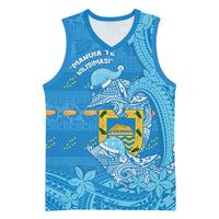 Tuvalu Christmas Basketball Jersey Dolphins Santa Xmas Tribal Waves - Polynesian Pride