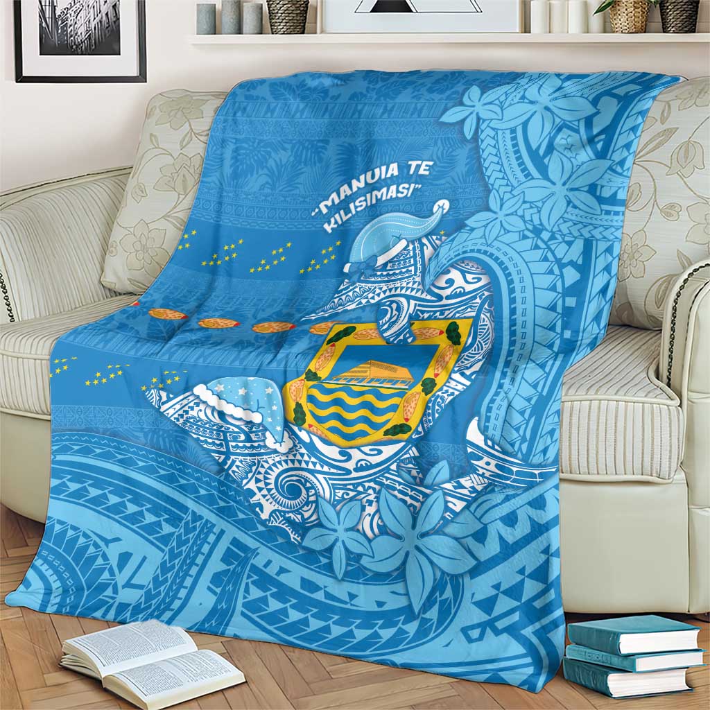 Tuvalu Christmas Blanket Dolphins Santa Xmas Tribal Waves - Polynesian Pride