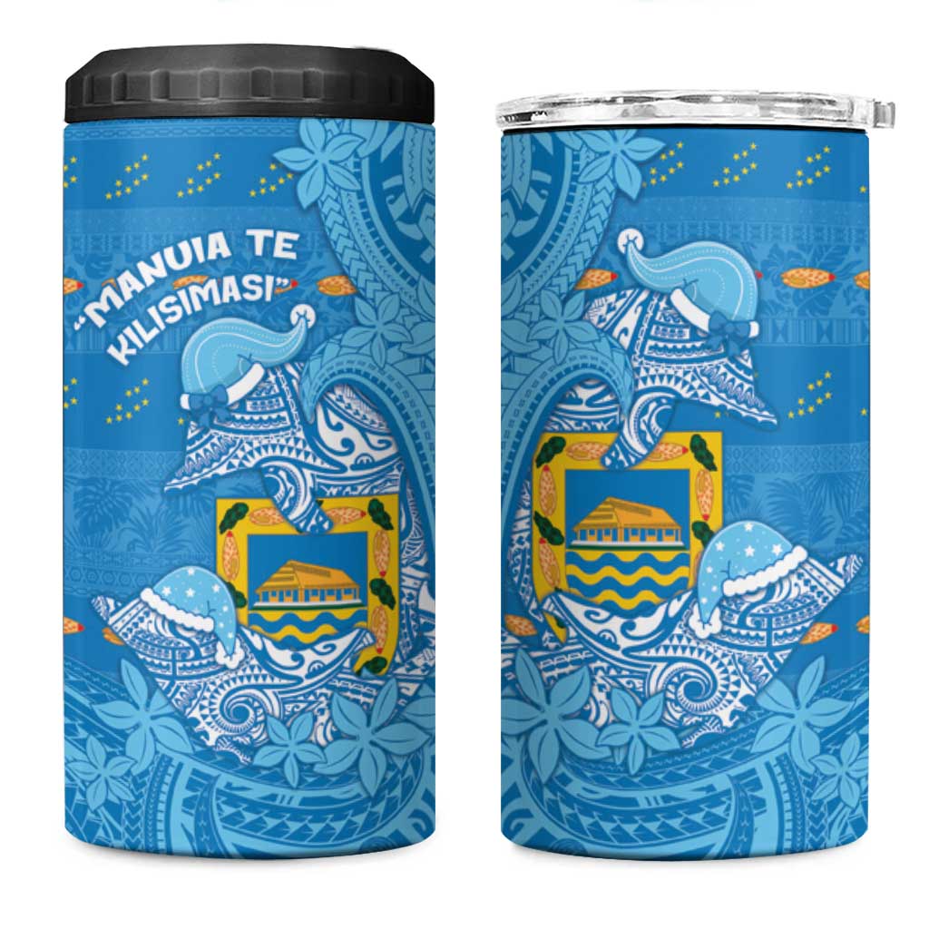 Tuvalu Christmas 4 in 1 Can Cooler Tumbler Dolphins Santa Xmas Tribal Waves - Polynesian Pride