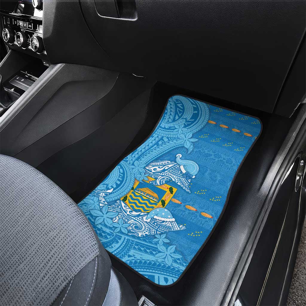 Tuvalu Christmas Car Mats Dolphins Santa Xmas Tribal Waves - Polynesian Pride