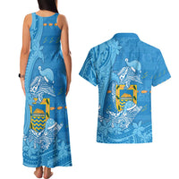 Tuvalu Christmas Couples Matching Tank Maxi Dress and Hawaiian Shirt Dolphins Santa Xmas Tribal Waves - Polynesian Pride