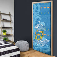 Tuvalu Christmas Door Cover Dolphins Santa Xmas Tribal Waves - Polynesian Pride