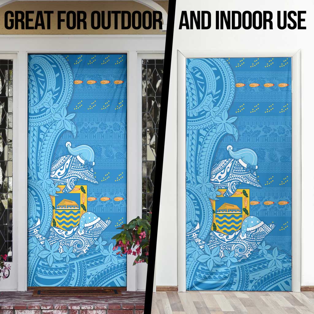 Tuvalu Christmas Door Cover Dolphins Santa Xmas Tribal Waves - Polynesian Pride