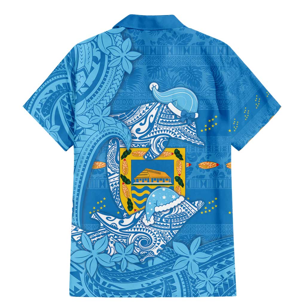 Tuvalu Christmas Family Matching Mermaid Dress and Hawaiian Shirt Dolphins Santa Xmas Tribal Waves - Polynesian Pride