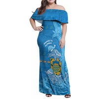 Tuvalu Christmas Family Matching Off Shoulder Maxi Dress and Hawaiian Shirt Dolphins Santa Xmas Tribal Waves - Polynesian Pride