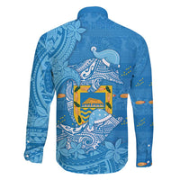 Tuvalu Christmas Family Matching Summer Maxi Dress and Hawaiian Shirt Dolphins Santa Xmas Tribal Waves - Polynesian Pride