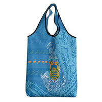 Tuvalu Christmas Grocery Bag Dolphins Santa Xmas Tribal Waves - Polynesian Pride