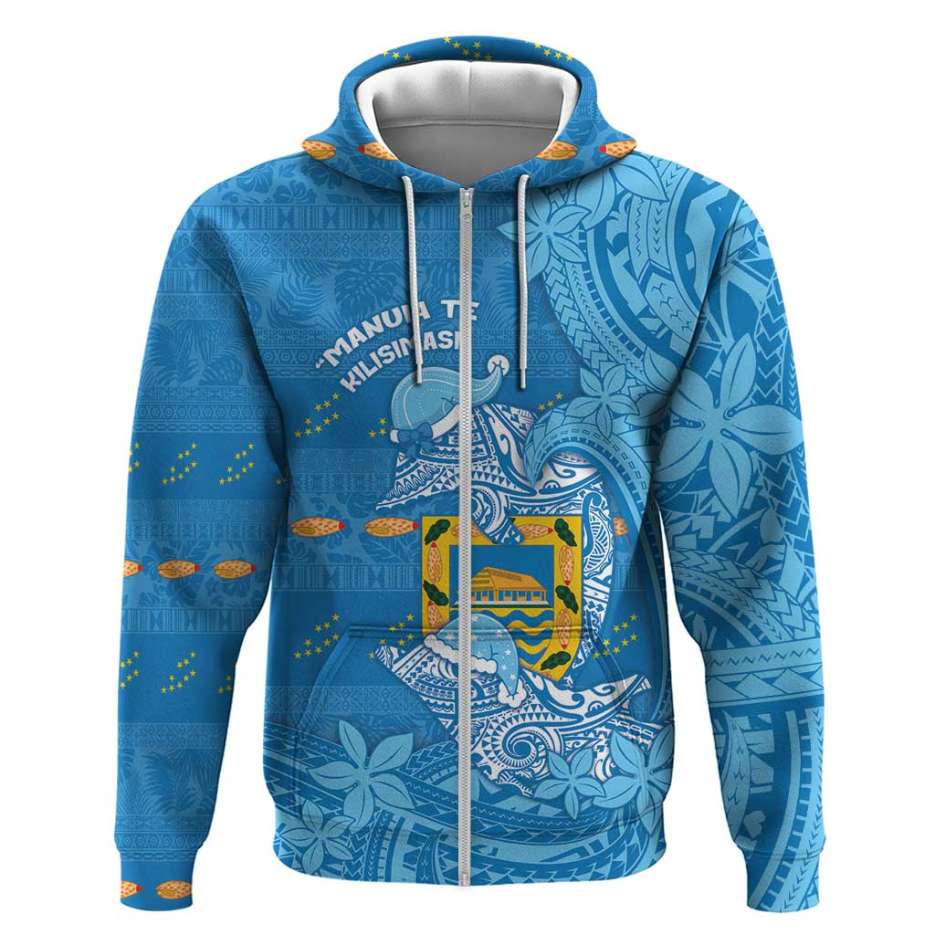 Tuvalu Christmas Hoodie Dolphins Santa Xmas Tribal Waves - Polynesian Pride