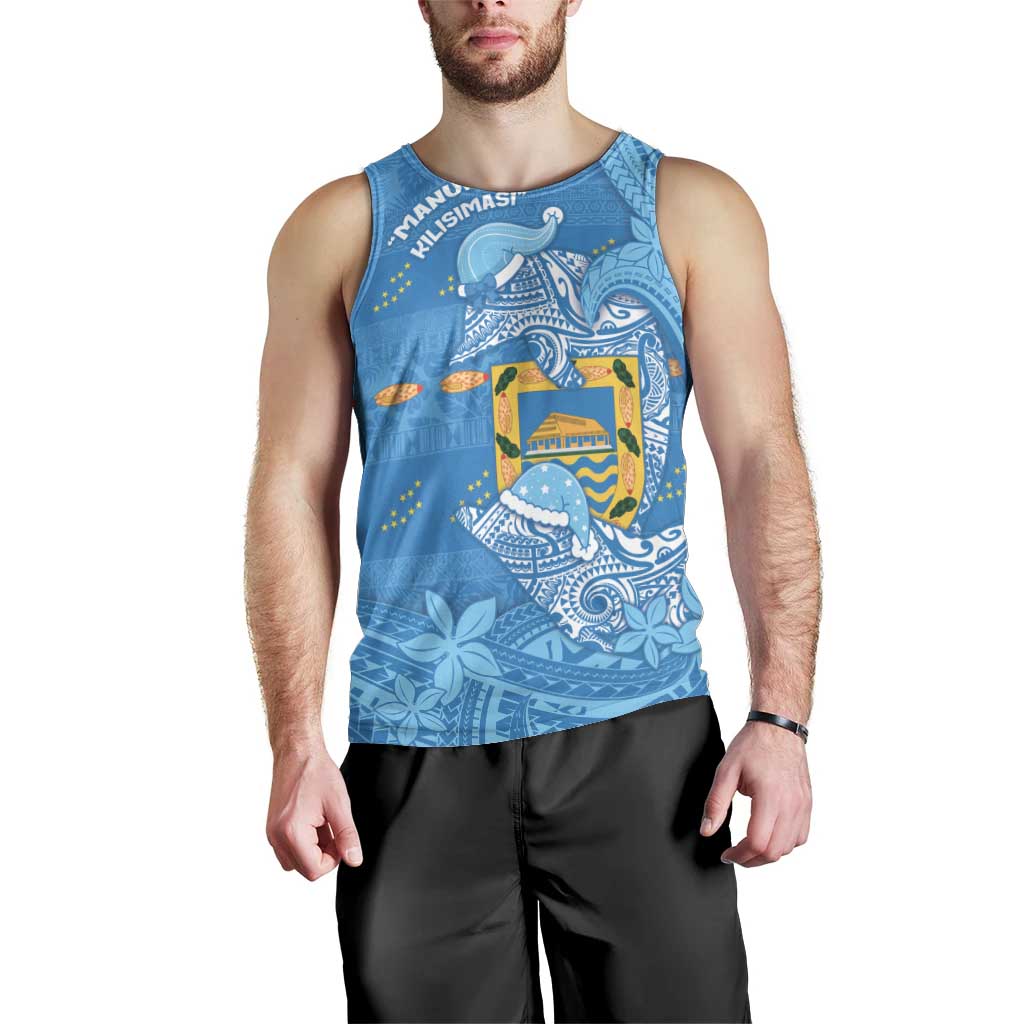 Tuvalu Christmas Men Tank Top Dolphins Santa Xmas Tribal Waves - Polynesian Pride