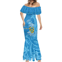 Tuvalu Christmas Mermaid Dress Dolphins Santa Xmas Tribal Waves - Polynesian Pride