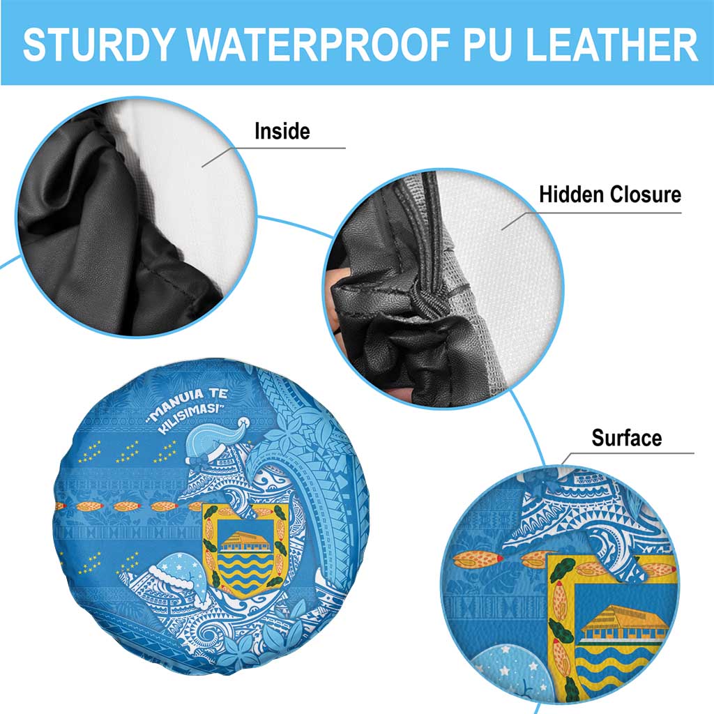 Tuvalu Christmas Spare Tire Cover Dolphins Santa Xmas Tribal Waves - Polynesian Pride