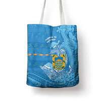 Tuvalu Christmas Tote Bag Dolphins Santa Xmas Tribal Waves - Polynesian Pride