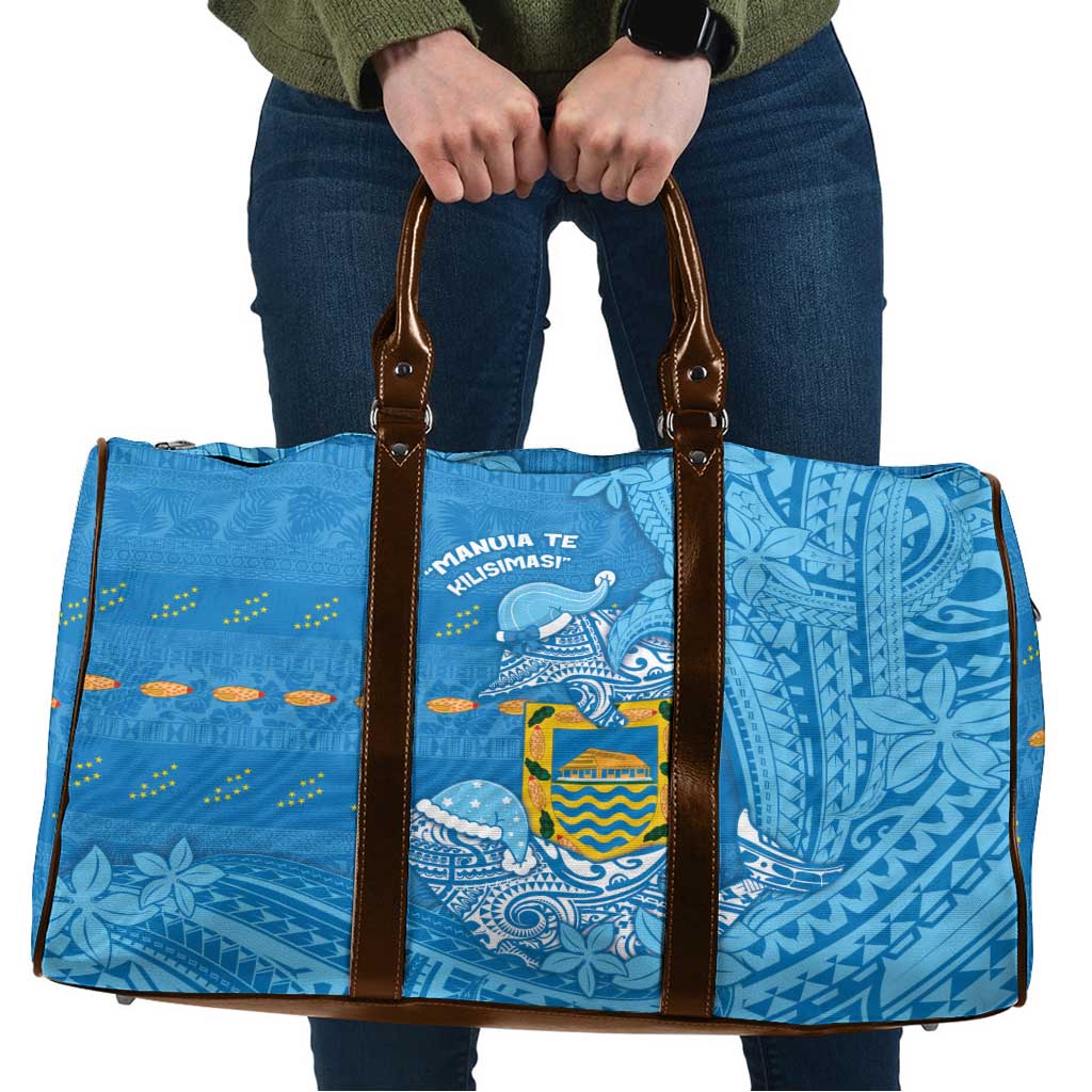 Tuvalu Christmas Travel Bag Dolphins Santa Xmas Tribal Waves - Polynesian Pride